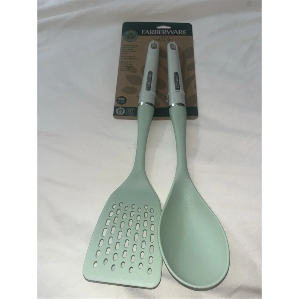 Brand New Farberware Cooking Utensils Nylon Slotted‎ Turner & Basting Spoon Set